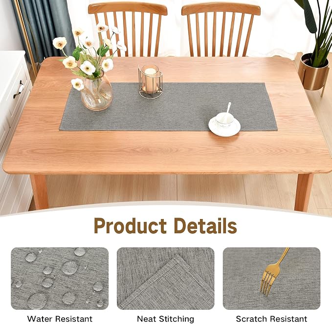 Faux Linen Small Table Runner Water Resistant 13 x 36 in, Coffee Table Runner - Image 3