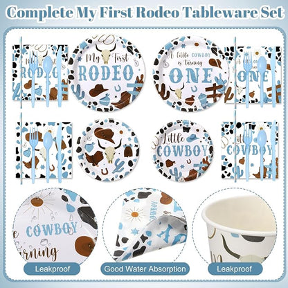 450 Pcs My First Rodeo Birthday Tableware Set Decorations Western Cowboy 1st - Image 3