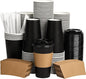 Coffee Cups with Lids 16 oz 100 Pack, Sleeves and Stirring Sticks, To Go Cups by VPACKDUO