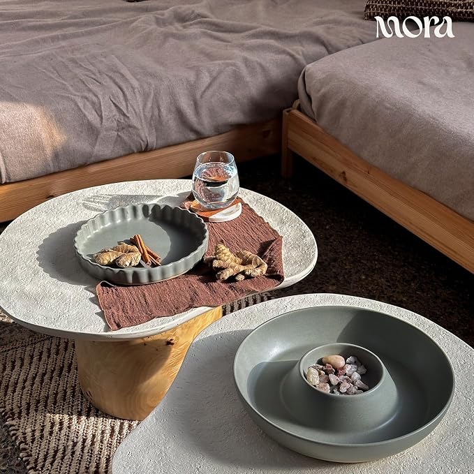 Mora Ceramic Chips and Dip Serving Tray: Large Divided Party Bowl Set - Image 7