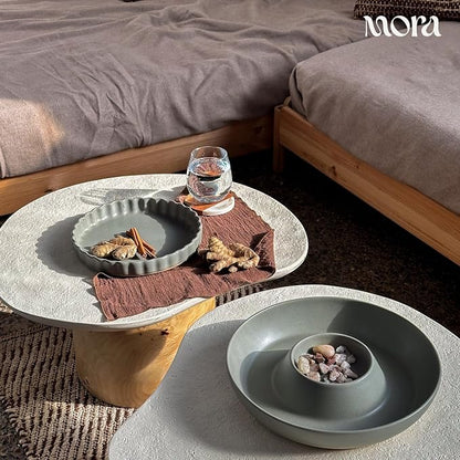 Mora Ceramic Chips and Dip Serving Tray: Large Divided Party Bowl Set - Image 7