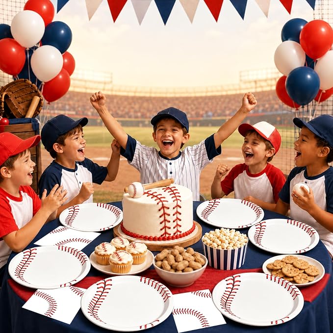 40 Pcs Baseball Plates And Napkins, Baseball Party Supplies, Serves 20 | - Image 6