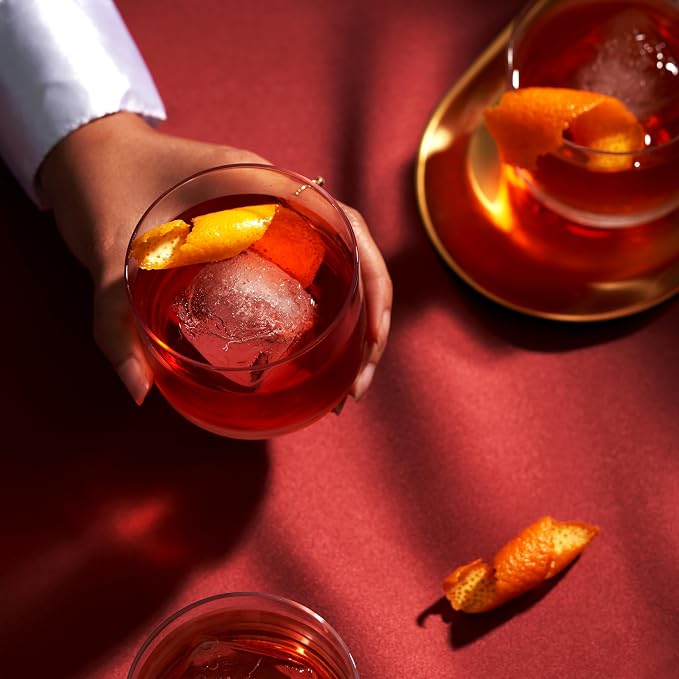 Viski Raye Crystal Negroni Glasses, Lowball Cocktail Glasses Premium Crystal - Image 9