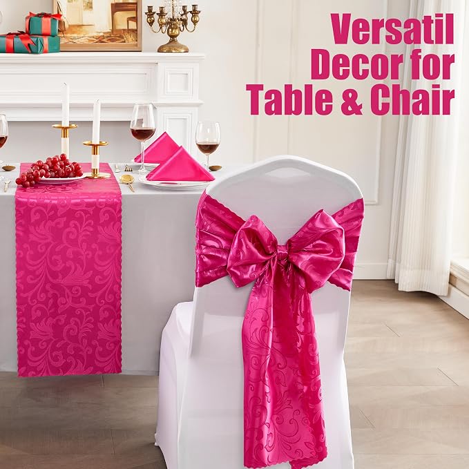 RUDONG M Satin Table Runners, Hot Pink, 12 x 108 Inch, 2 Pack | Long Silky - Image 6