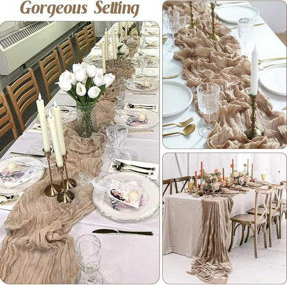 6 Pack Nude Cheesecloth Table Runner, 10ft Light Brown Gauze Cheese Cloth Table - Image 5