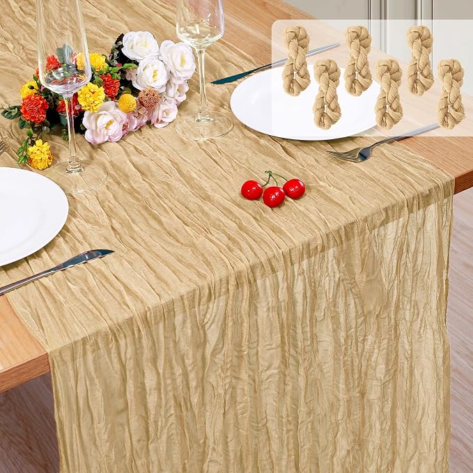 6 Pack Cheesecloth Table Runner 10Ft Christmas Gauze Boho Table Runners by Home