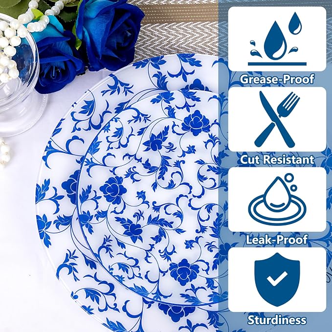 60 PCS Blue Plastic Plates - Image 3