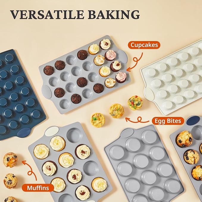 BRONYPRO 12-Cup Non Toxic Nonstick Ceramic Muffin Pan & Cupcake Tin, PFOA & - Image 4