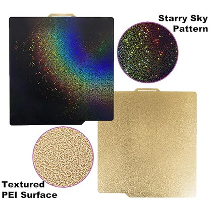 PEY PEI Build Plate for Bambu Lab X1/P1P/P1S/A1 3D Printers, Smooth Colorful Starry PEY+ Textured PEI Build Plate PEI Sheet, Spring Steel Flexible Platform,257x257mm Bambu Labs Heated Bed