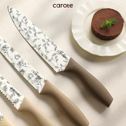 CAROTE Kitchen Knife Set, 6 Floral Knives - Image 6