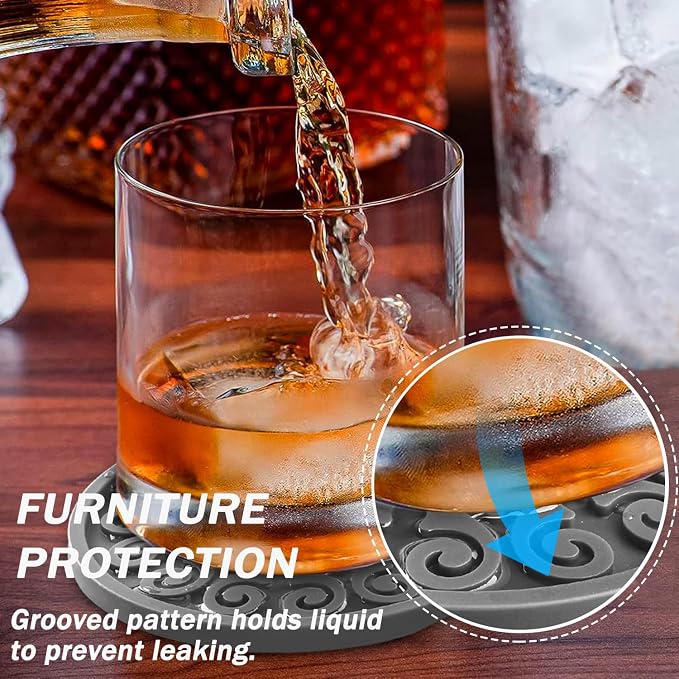 Coasters for Drinks, Resistant Reusable Silicone Coasters - Image 4