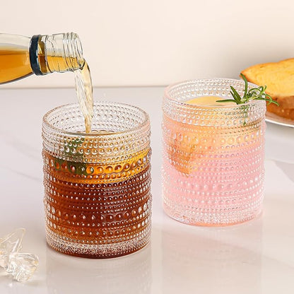 Amyoole Hobnail Drinking Glasses Set of 6, 12oz Bar Tumbler Glassware | Clear - Image 4