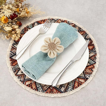 Napkin Rings Set of 6 Handmade Rustic Napkin Rings Reusable Boho Napkin Ring - Image 2