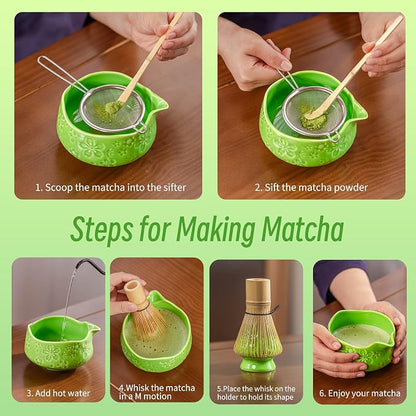 TEANAGOO 7-PCS Green Matcha Whisk Set, Complete Ceremony Start Kit, Ceramic - Image 7