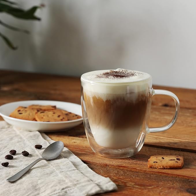 CNGLASS Double Wall Glass Coffee Mugs 12 oz, Insulated Glass Coffee Cups - Image 4