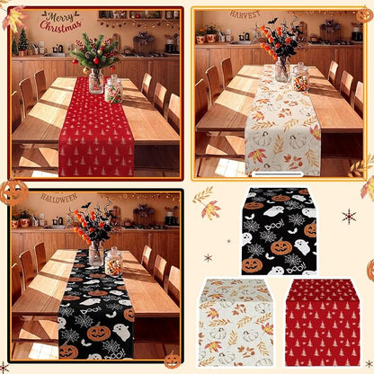 Gilprop 3 Pcs Holiday Table Runners Seasonal Tablecloth, 13x72 Inch | Farmhouse - Image 7