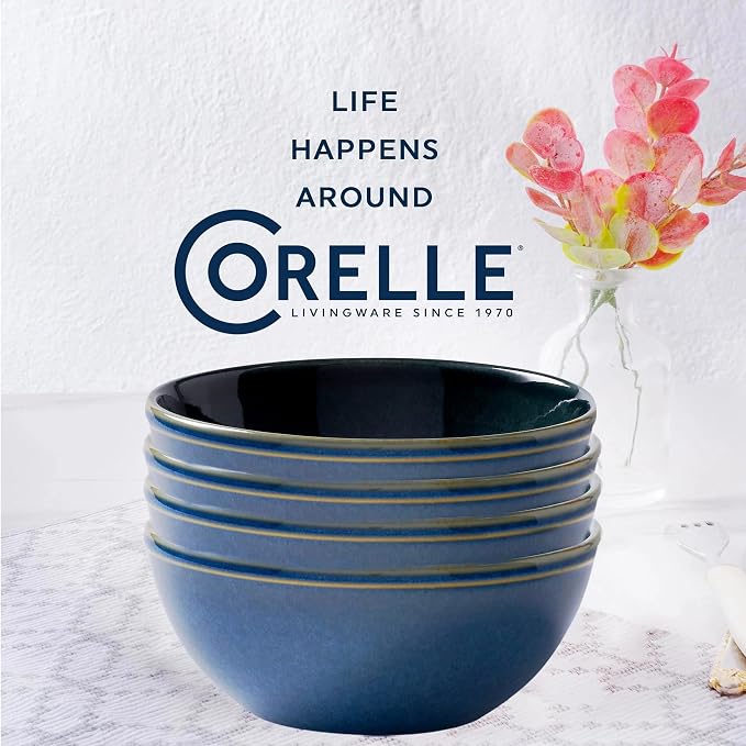 Corelle Stoneware 4-Pc Bowl Set, Handcrafted Artisanal Double Bead Bowls - Image 6