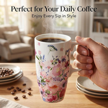 Topadorn 17oz Floral Ceramic Coffee Mug - Image 2