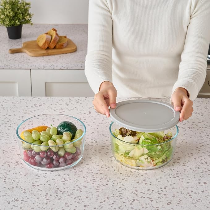 8-Piece Glass Food Storage Containers Set | 6.5-Cup, Leakproof | Microwave - Image 2