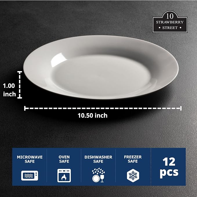 10 Strawberry Street 10.5" Catering Round Dinner Plate - Image 3