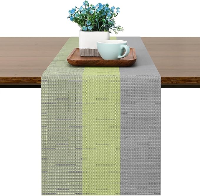Table Runner 71 Inches Long, Vinyl Woven Farmhouse Table Runners | Washable by Chitomars