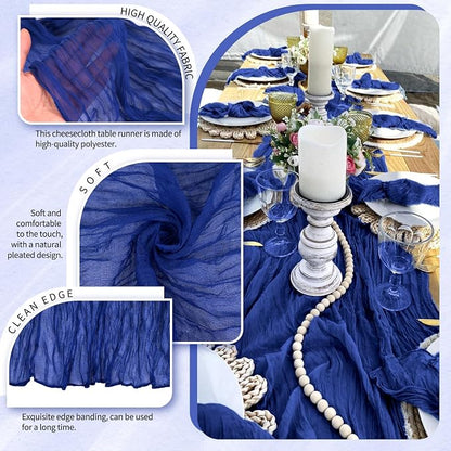 18 Pack Cheesecloth Table Runner 10FT Royal Blue Table Runner Boho Gauze Cheese - Image 3