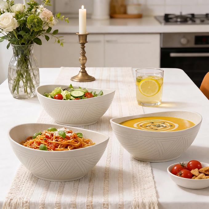 Large Bowls 65 OZ, Wheat Straw Bowls Set of 4, Unbreakable Salad Bowl, - Image 6