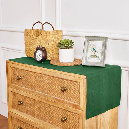 Solino Home 100% Pure Linen Table Runner Pine Green Woven, Fete 14 x 36 in | - Image 4
