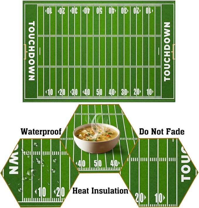 Nepnuser American Football Court Placemats Set of 4 Touch Down Football - Image 6