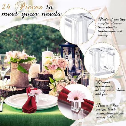 24 Pcs Acrylic Napkin Rings Clear Napkin Holder Bulk - Image 3