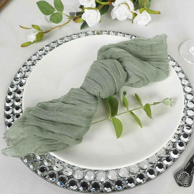 Efavormart 5 Pack 24"x19" Dusty Sage Matte Gauze Cheesecloth Napkins, Soft - Image 3