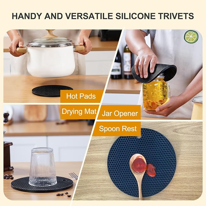 4 PCS Heat Resistant Silicone Trivet Mats - Image 3