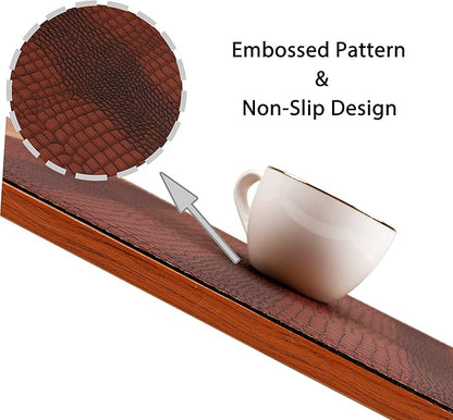 Faux Leather Hardboard Placemats, Set of 6 PU Table Mats, Easy to Clean, Heat & Stain Resistant for Office Conference Table, Dining Home Decor, Brown