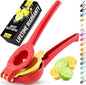 Zulay Kitchen Metal 2-in-1 Lemon Squeezer - Sturdy Max Extraction Hand Juicer Lemon Squeezer Gets Every Last Drop - Easy to Clean Manual Citrus Juicer - Easy-Use Lemon Juicer Squeezer - Red/Yellow