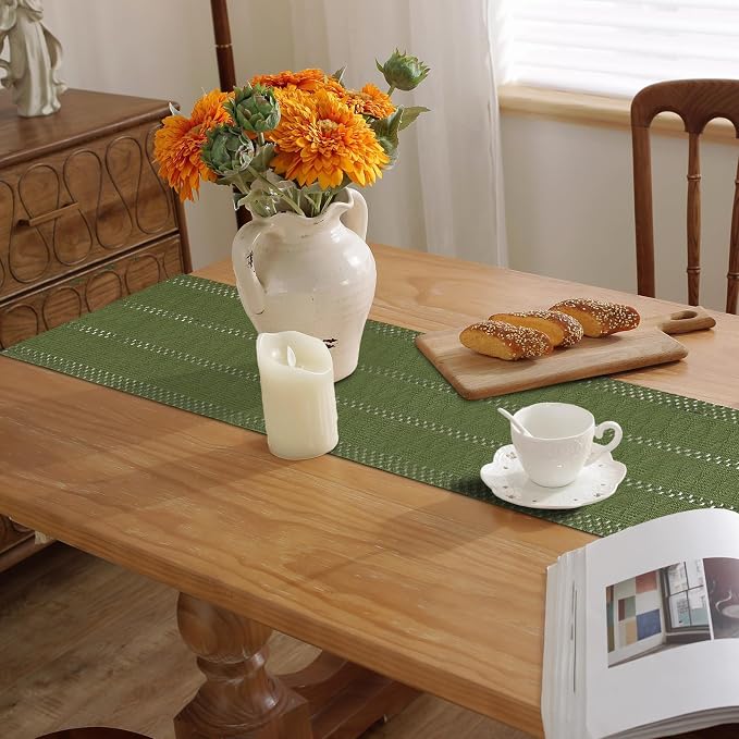 Sage Green Boho Table Runner for Home Decor 72 Inches Long - Image 7