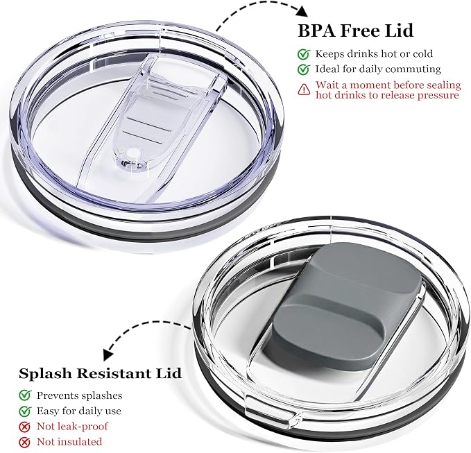 12oz Insulated Coffee Mug with Lid – Includes Two Lids, Stainless Steel Coffee - Image 4