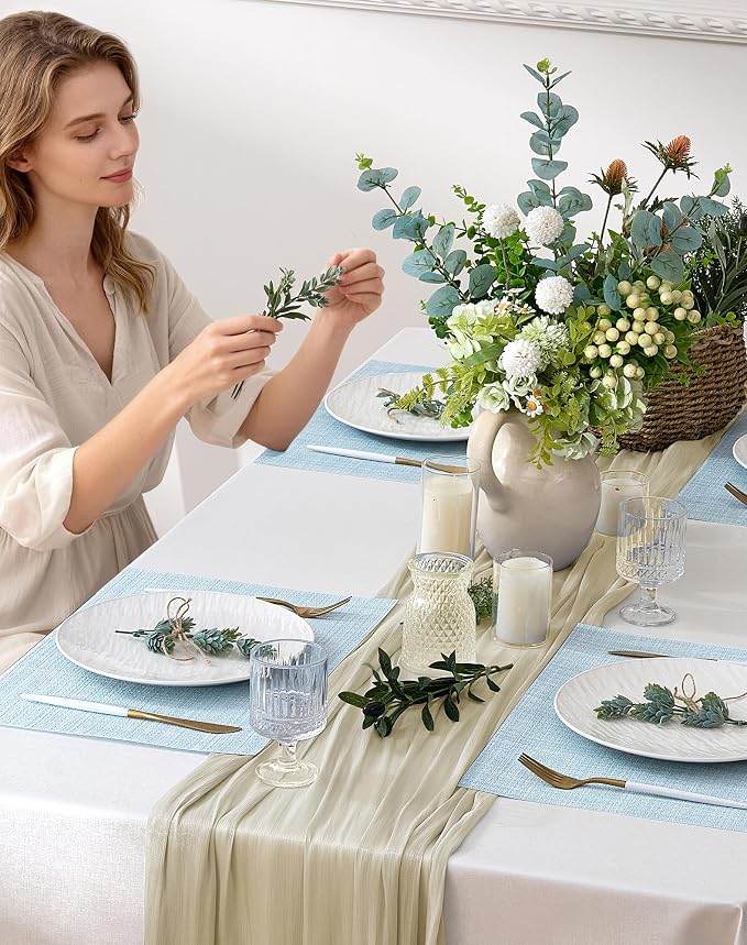 Leetaltree Soft Sky Blue Woven Placemats Set of 6 - Image 3