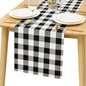 Buffalo Plaid Table Runner Black and White 14W x 72L, 1 Piece | Waterproof by Hiasan