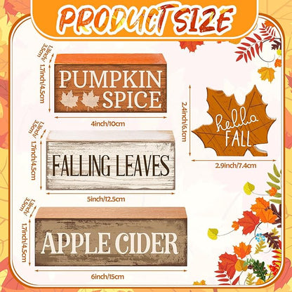 Moucuny 4 Pcs Fall Decor Wooden Maple Leaf Decoration Thanksgiving Tiered Tray - Image 2