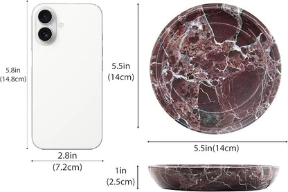 Small Natural Marble Jewelry Tray Key Plate Holder Dish Trinket Decor Catch All - Image 2