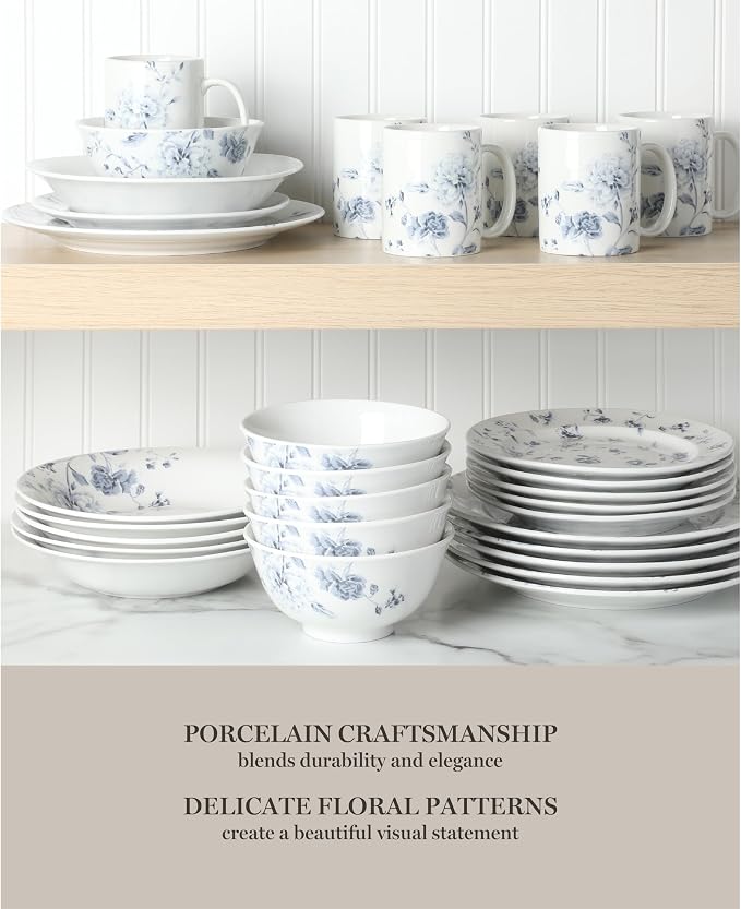 Martha Stewart Empress Bouquet 30 Piece Decorated Porcelain Chip and Scratch - Image 4