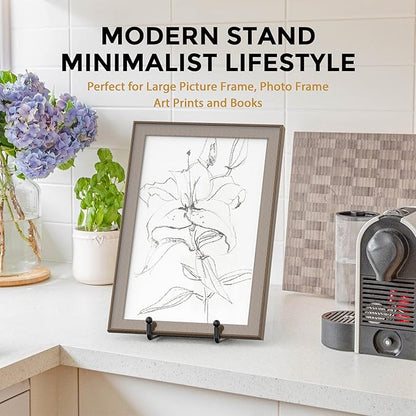 TR-LIFE 10 Inch Large Plate Stands for Display - Metal Plate Holder Display Stand + Picture Frame Holder Stand + Small Easels for Decorative Platter, Book, Plaques, Photo, Tabletop Art (2 Pack)