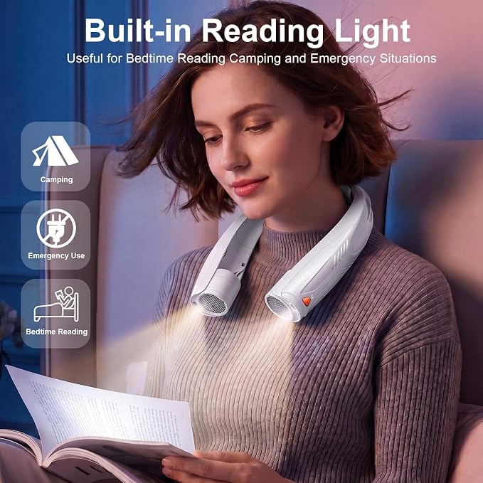 Portable Neck Fan with Reading Light, 6-Speed Wearable Fan, 6000mAh USB-C - Image 6