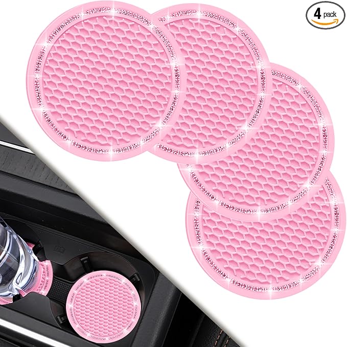Car Coasters, 4 Pack Universal Vehicle Bling Car Coaster, Rhinestone Coaster by COCASES