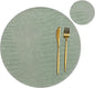 Jovono Round Leather Placemats for Round Tables Set of 8, Green Place Mats and Coasters, Wipeable Waterproof Heat Resistant Table Mats Easy to Care for Indoor Decor 14 inch Diameter