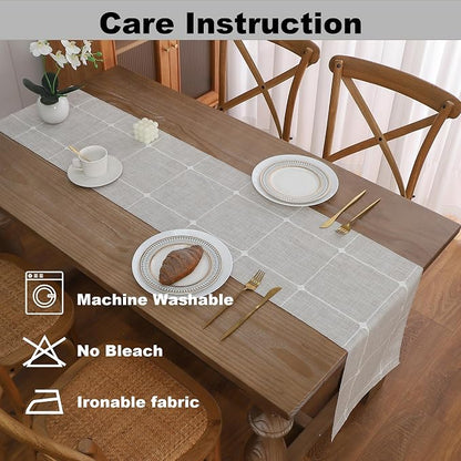 Gernaice Boho Table Runner, Modern Plaid Cotton Linen Farmhouse Table Runners - Image 5
