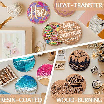 160 PCS Cork Coasters for Laser Engraving, Thick Absorbent Blank Coasters | 4 - Image 5