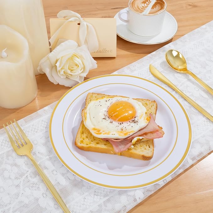 PULOTE 100PCS Gold Plastic Plates - Image 3