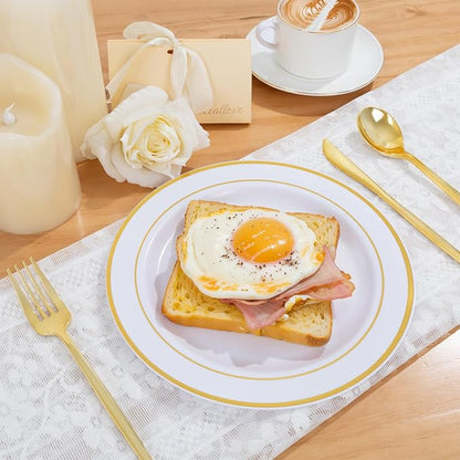PULOTE 100PCS Gold Plastic Plates - Image 3