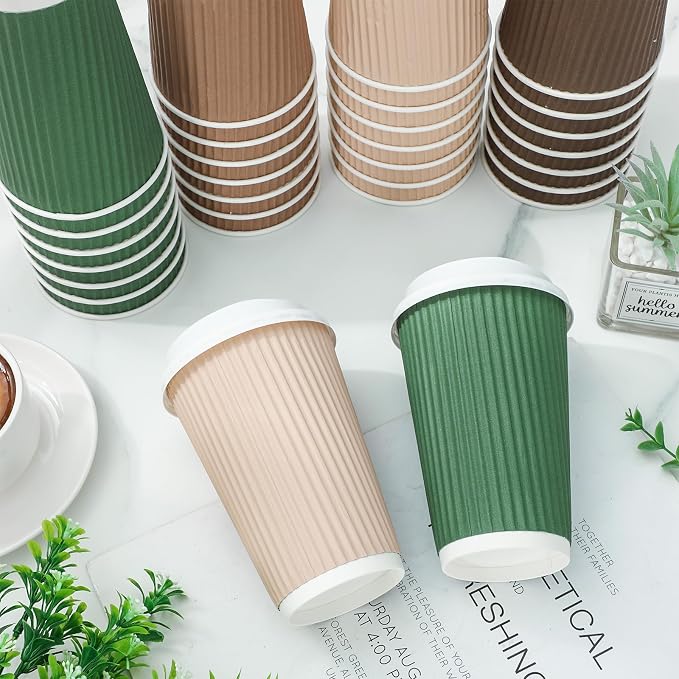 Whaline 100 Pcs Woodland Themed Disposable Coffee Cups - Image 3